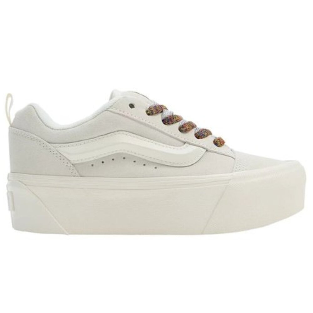 [BRAND NEW] VANS KNU STACK WHITE MULTI-COLOR LACES WOMENS CASUAL PLATFORM SHOES